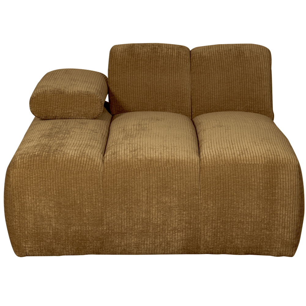 MOJO chaise longue, left-hand facing, ribbed fabric, honey yellow