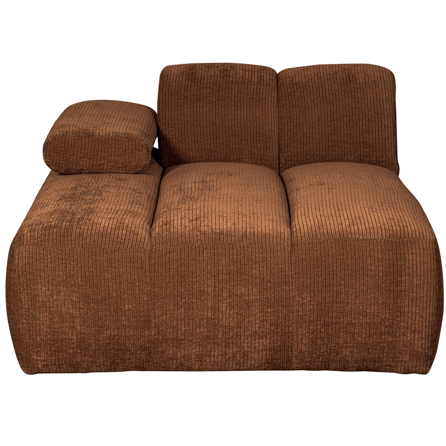 MOJO chaise longue left, ribbed fabric, rust brown
