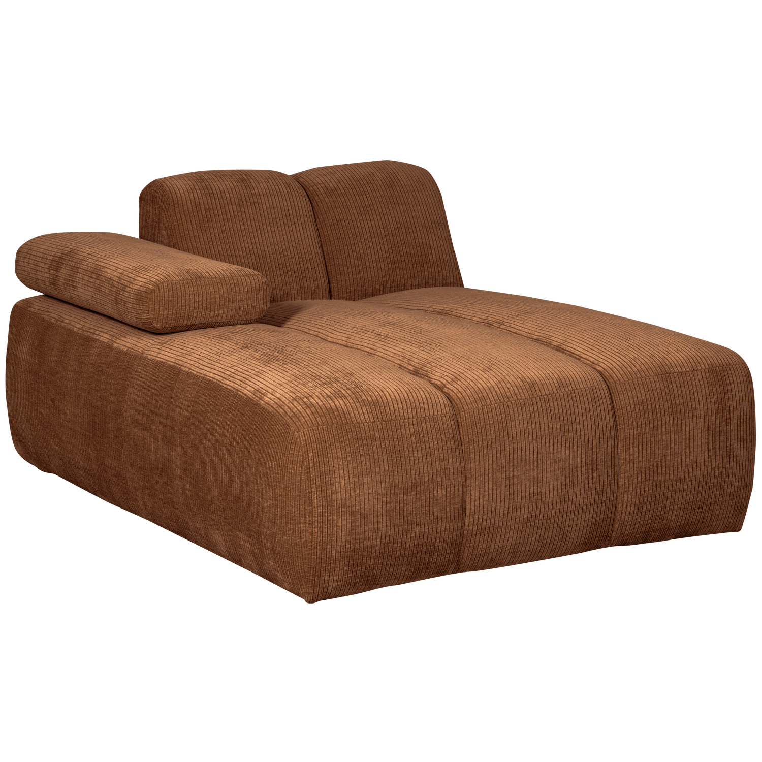 MOJO chaise longue left, ribbed fabric, rust brown