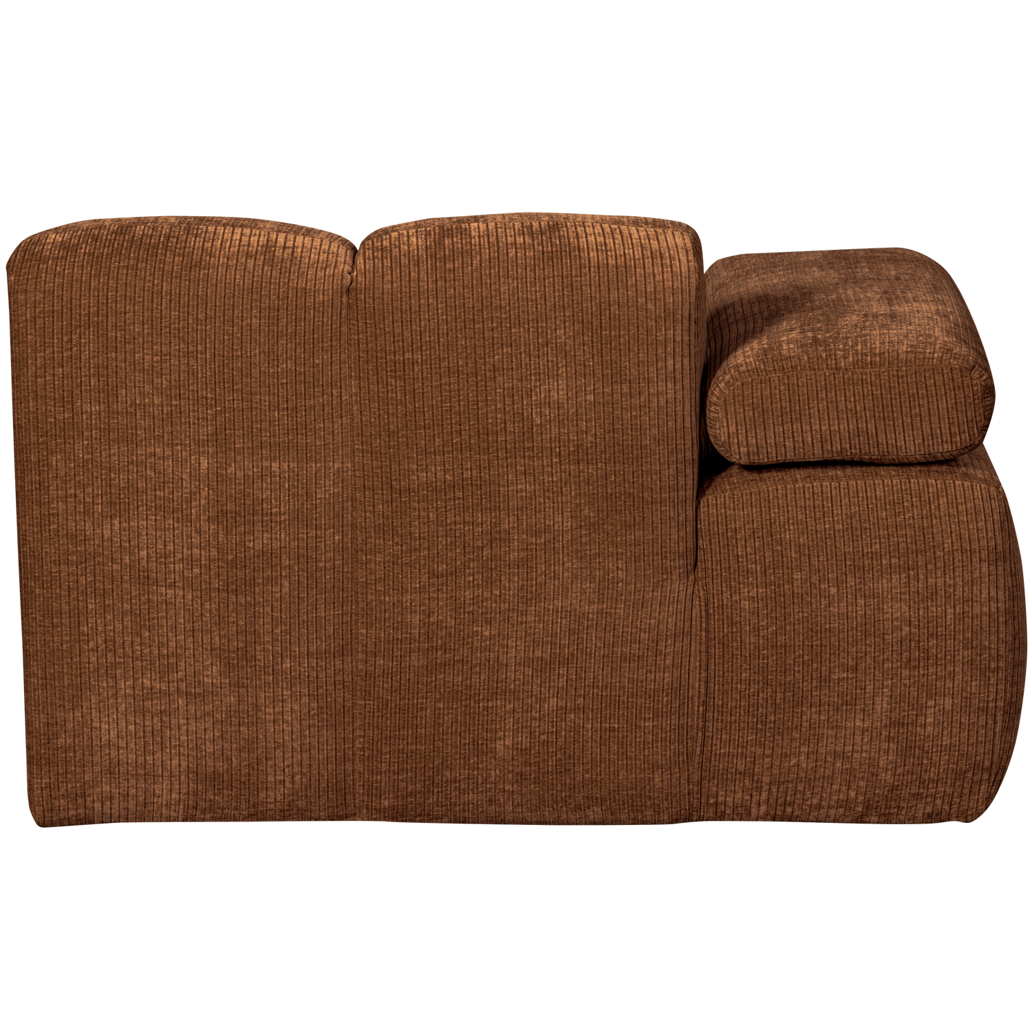 MOJO chaise longue left, ribbed fabric, rust brown