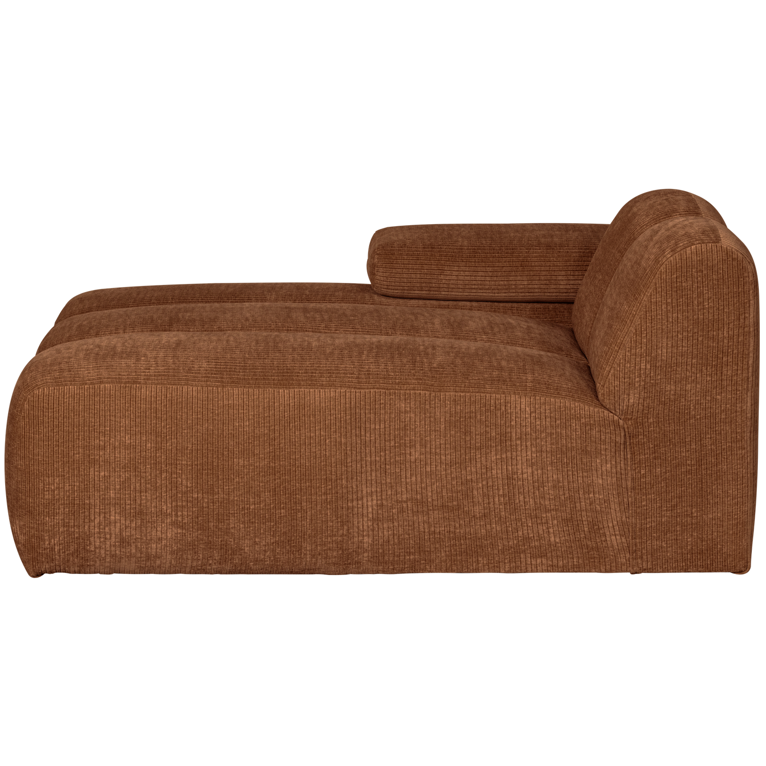 MOJO chaise longue left, ribbed fabric, rust brown