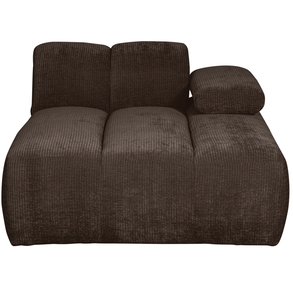 Chaise longue MOJO right, fluted fabric, Brown