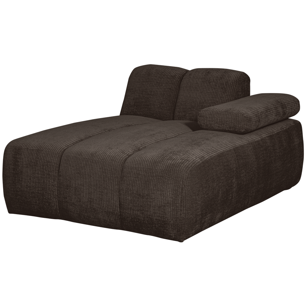Chaise longue MOJO right, fluted fabric, Brown