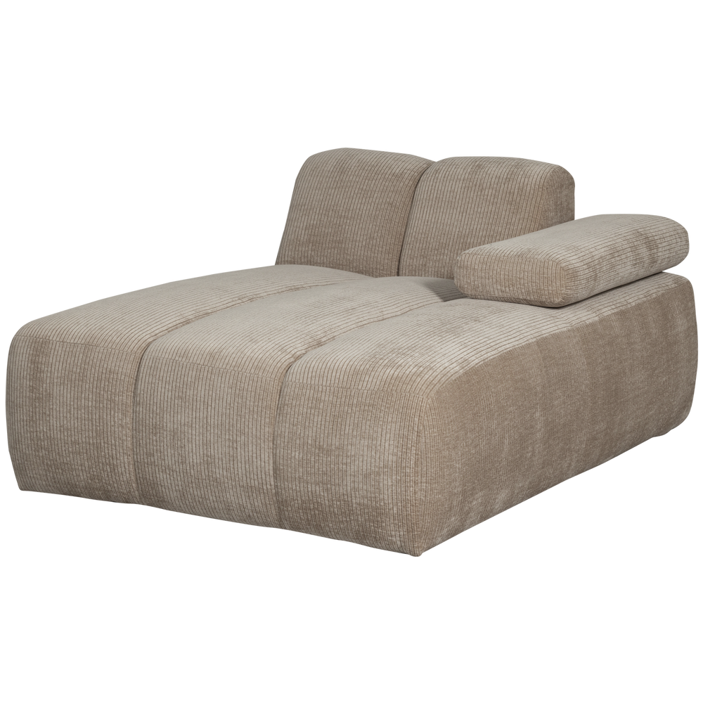Chaise Longue MOJO right, ribbed fabric, Dark Sand
