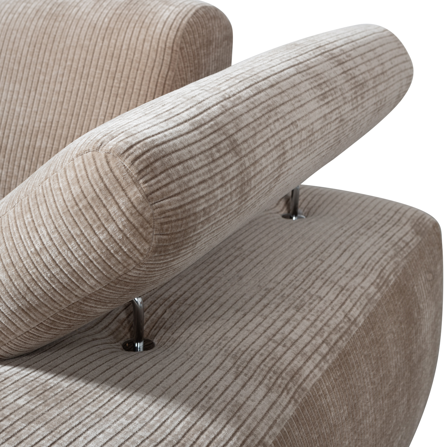 Chaise Longue MOJO right, ribbed fabric, Dark Sand