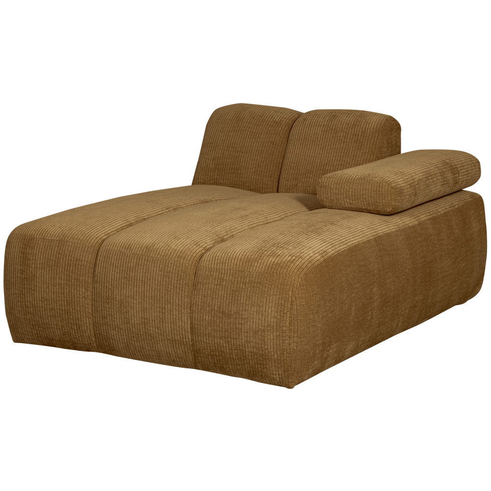 Chaise longue MOJO right, ribbed fabric, honey yellow