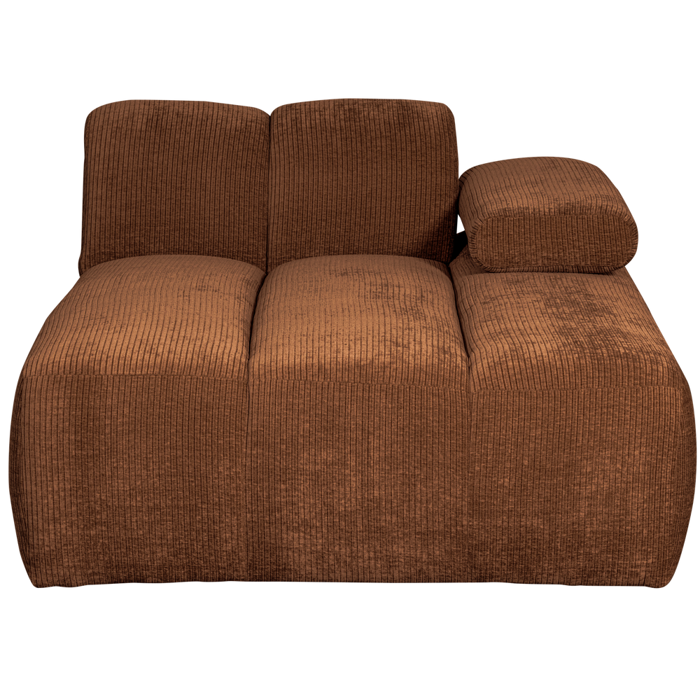 Chaise Longue MOJO Right, Ribbed Fabric, Rust Brown