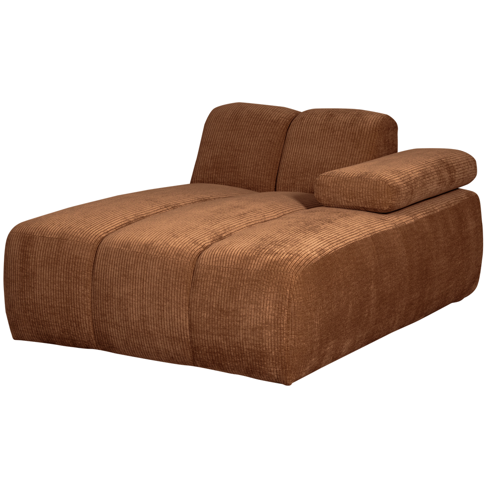 Chaise Longue MOJO Right, Ribbed Fabric, Rust Brown