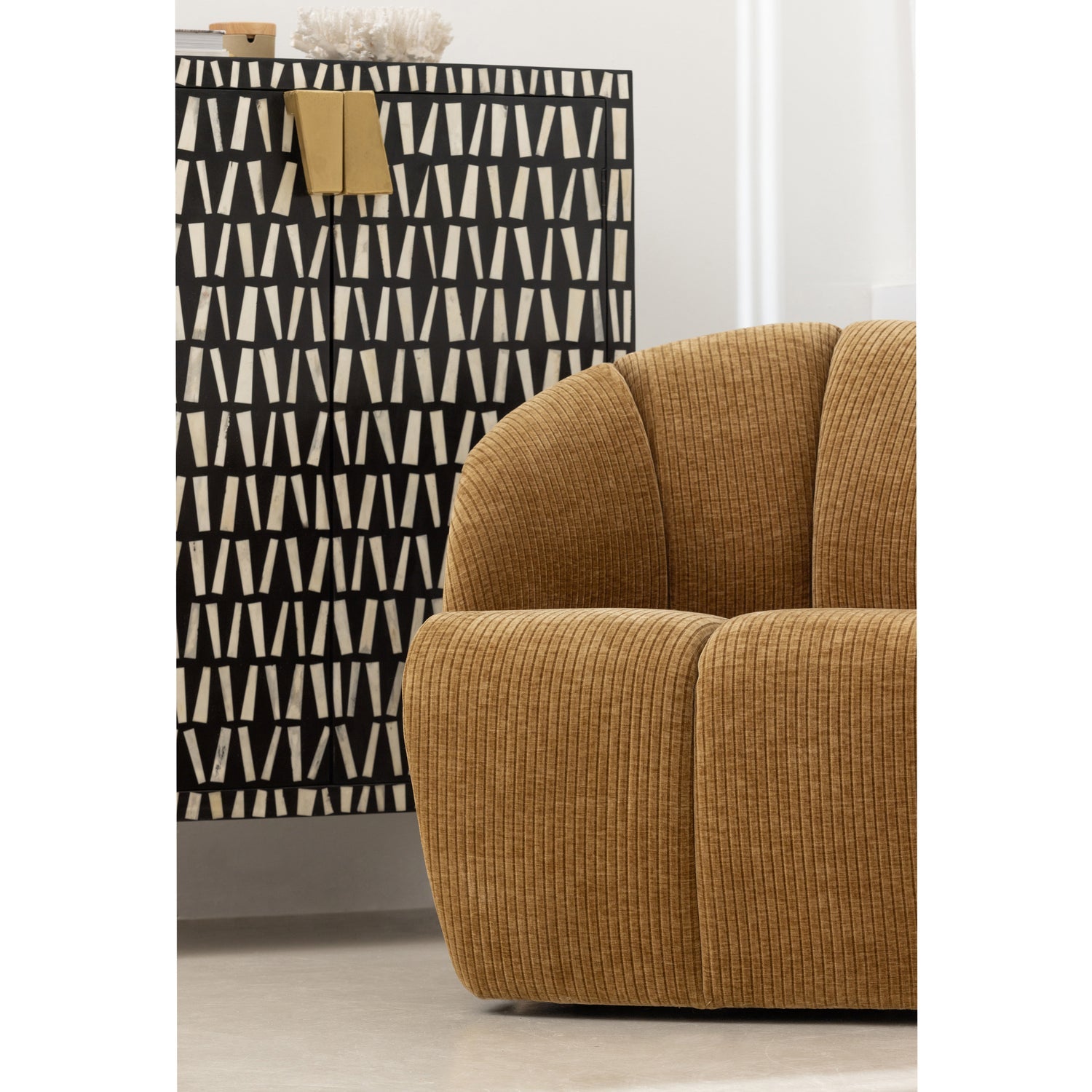Šezlonginė sofa MOJO kairėje, rifliuotas audinys, Brown