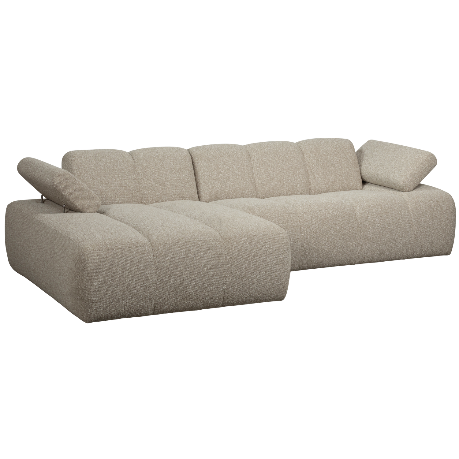 Šezlonginė sofa MOJO kairėje, rifliuotas audinys, rūdžių rudas