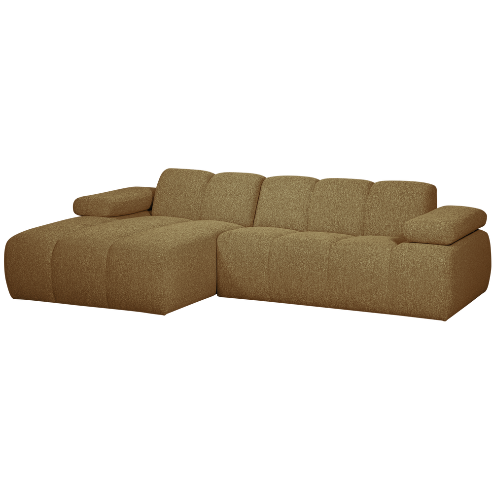 Kampinė sofa MOJO I, kairė, bouclé, geltonos/rudos