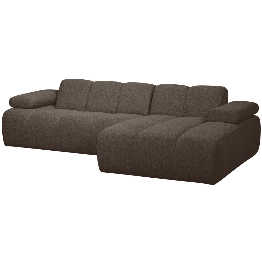 MOJO chaise longue sofa, right, bouclé fabric, yellowish-brown mélange