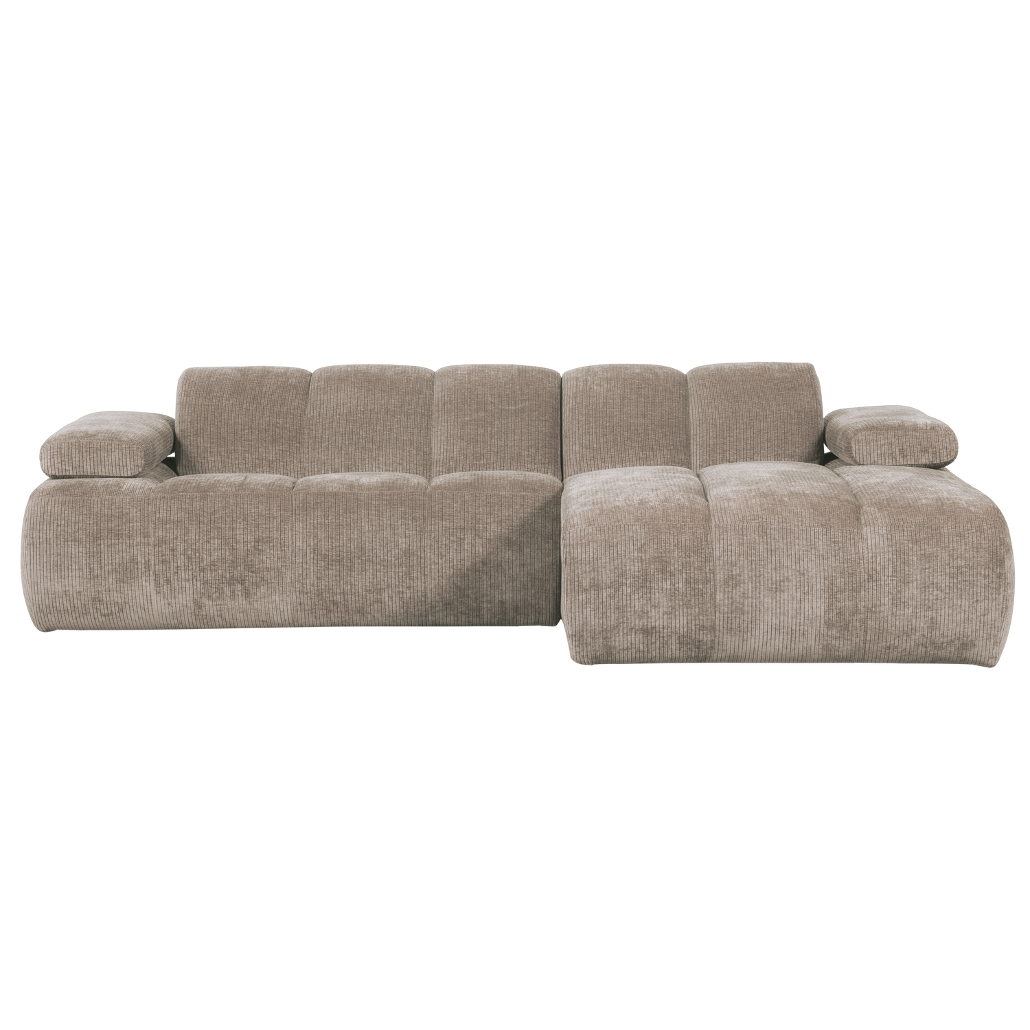 Šezlonginė sofa MOJO dešinėje, rifliuotas audinys, medaus geltonumo