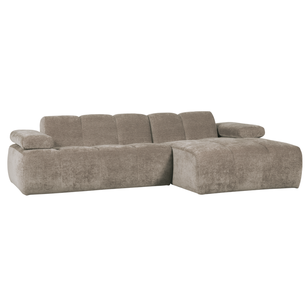 Šezlonginė sofa MOJO dešinėje, rifliuotas audinys, medaus geltonumo