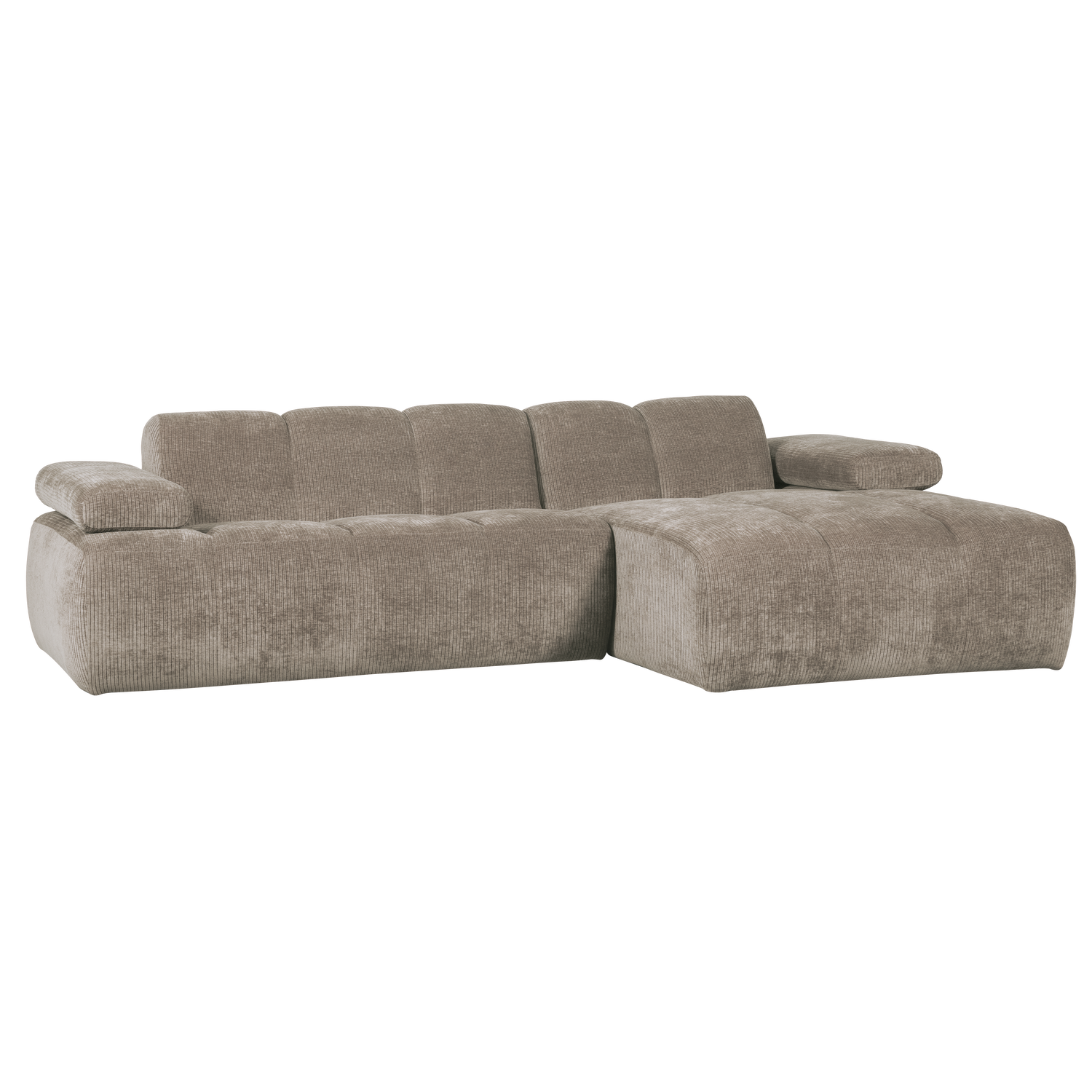 Šezlonginė sofa MOJO dešinėje, rifliuotas audinys, medaus geltonumo