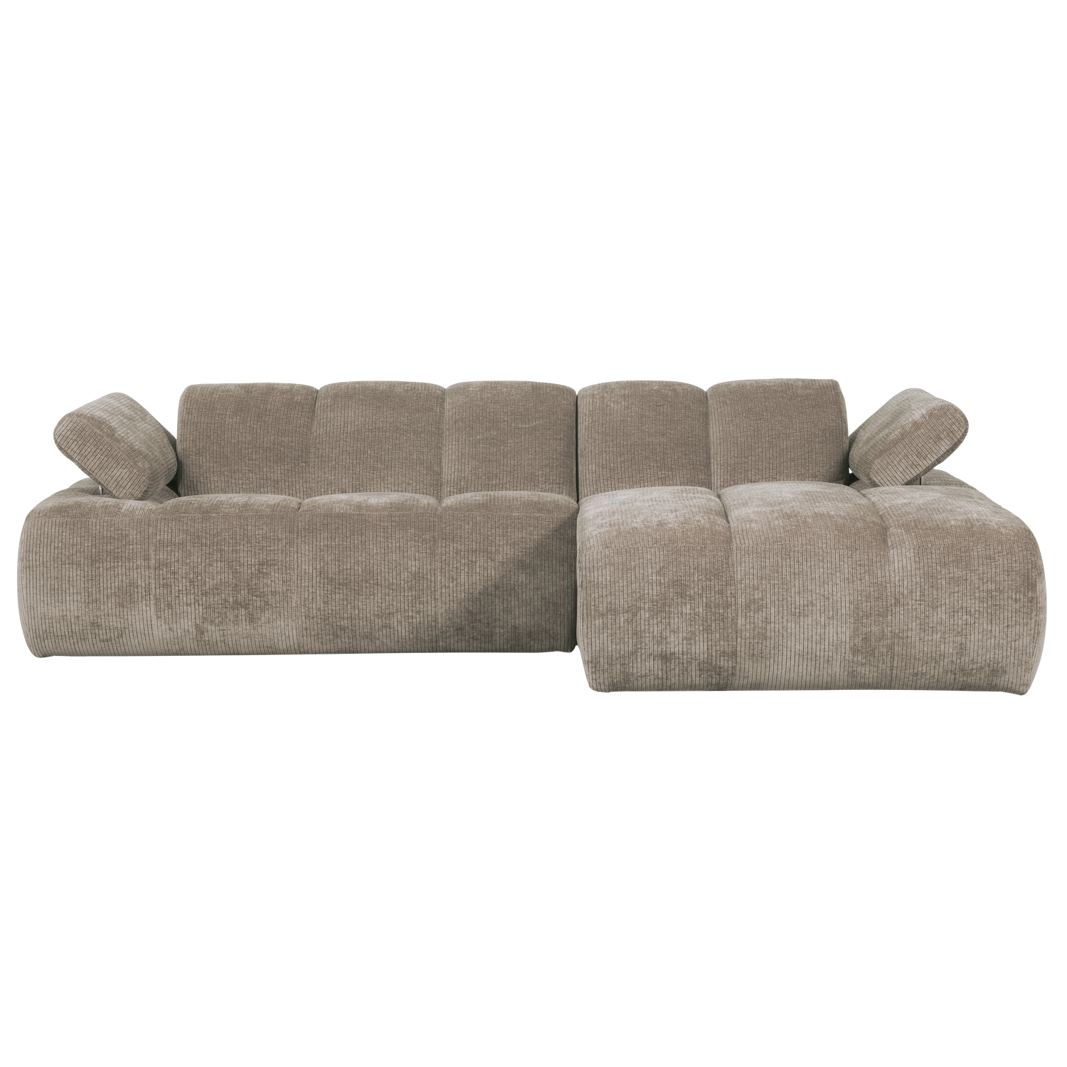 Šezlonginė sofa MOJO dešinėje, rifliuotas audinys, medaus geltonumo