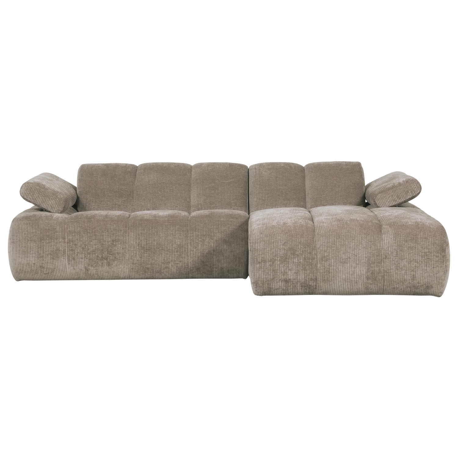 Šezlonginė sofa MOJO dešinėje, rifliuotas audinys, medaus geltonumo