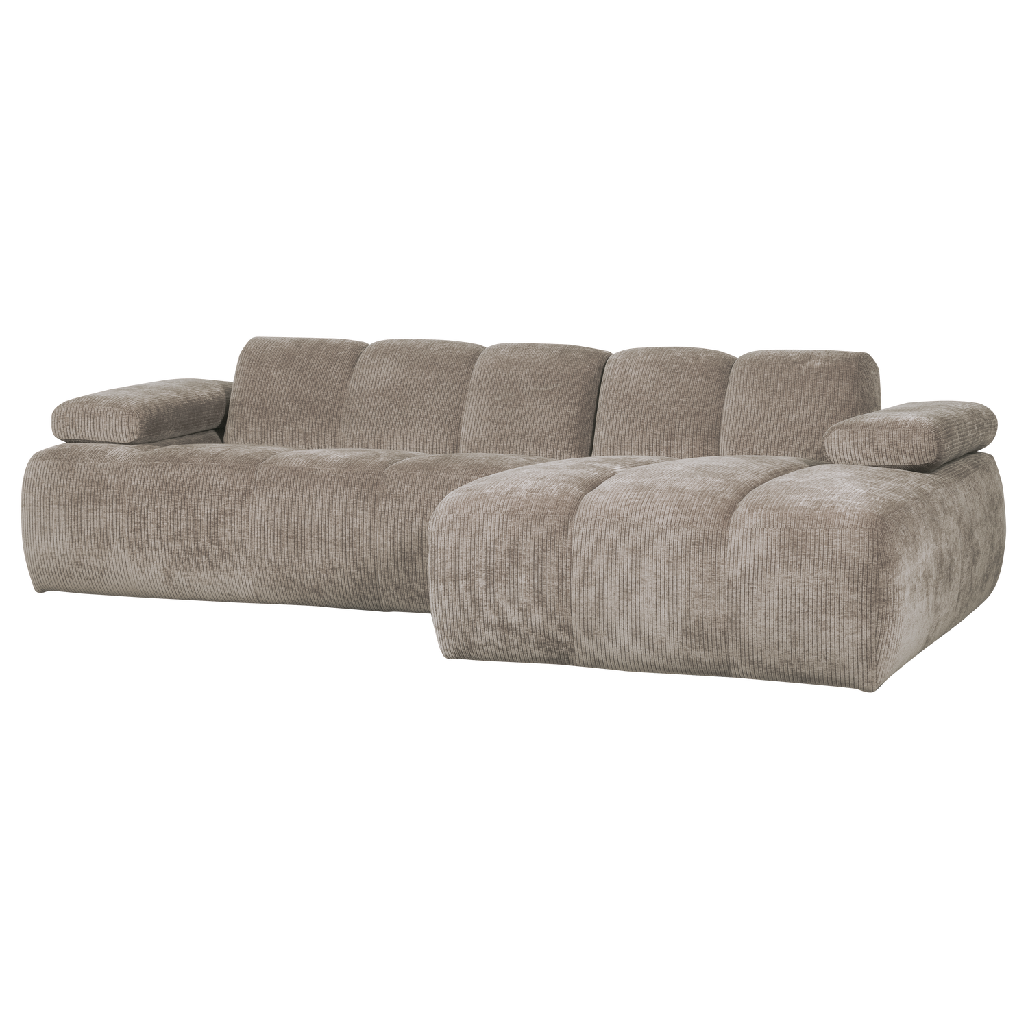 Šezlonginė sofa MOJO dešinėje, rifliuotas audinys, medaus geltonumo