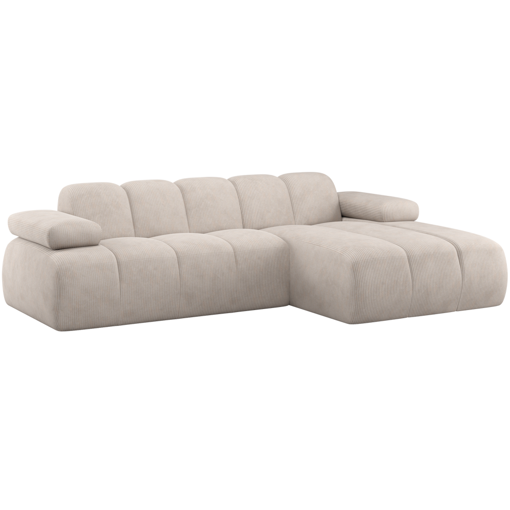 Sofa MOJO, šezlongas dešinysis reljefinės tekstūros, ecru spalvos
