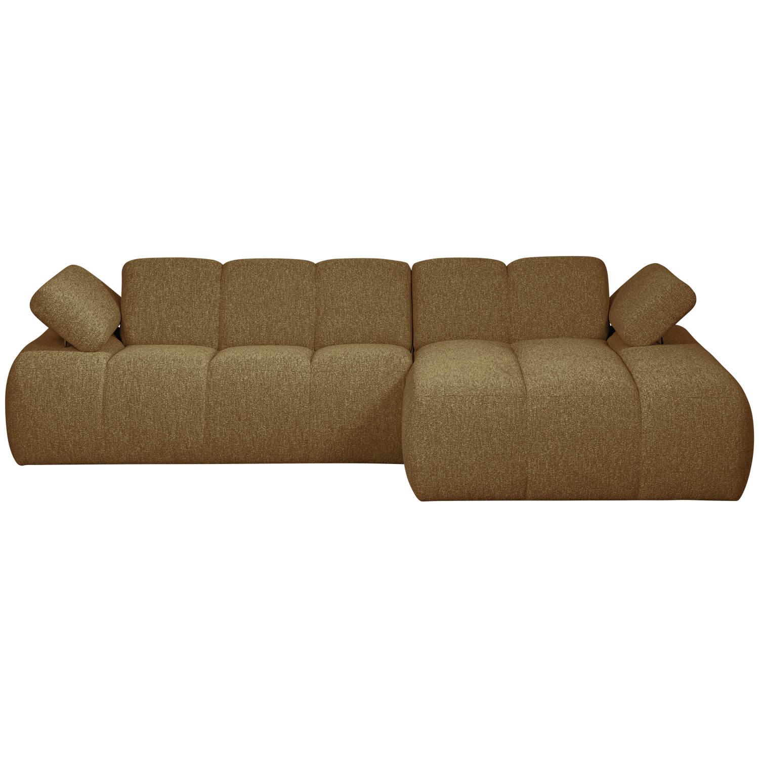 Šezlonginė sofa MOJO dešinėje, bouclé audinys, rūdžių rudas melanžas