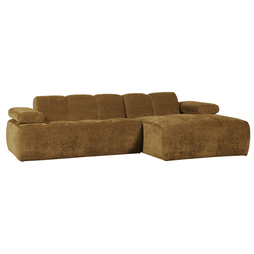 MOJO Corner sofa, ribbed fabric, Brown