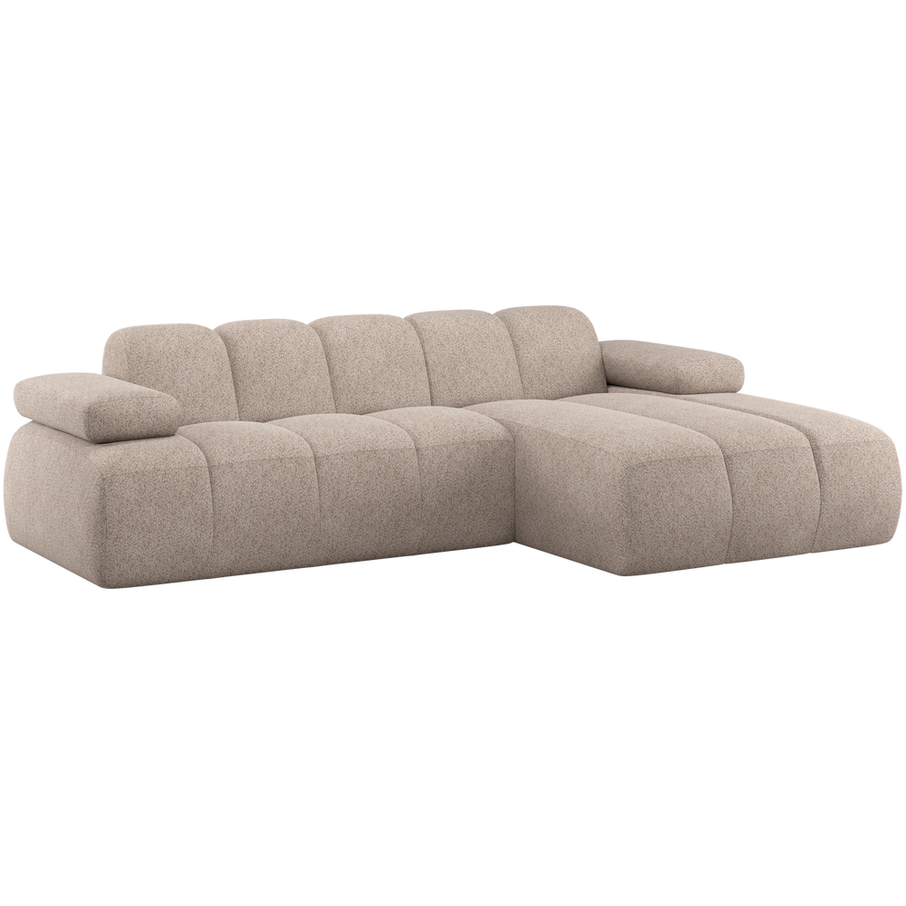 Sofa MOJO, šezlongas dešinysis vilnonis tamsus smėlio
