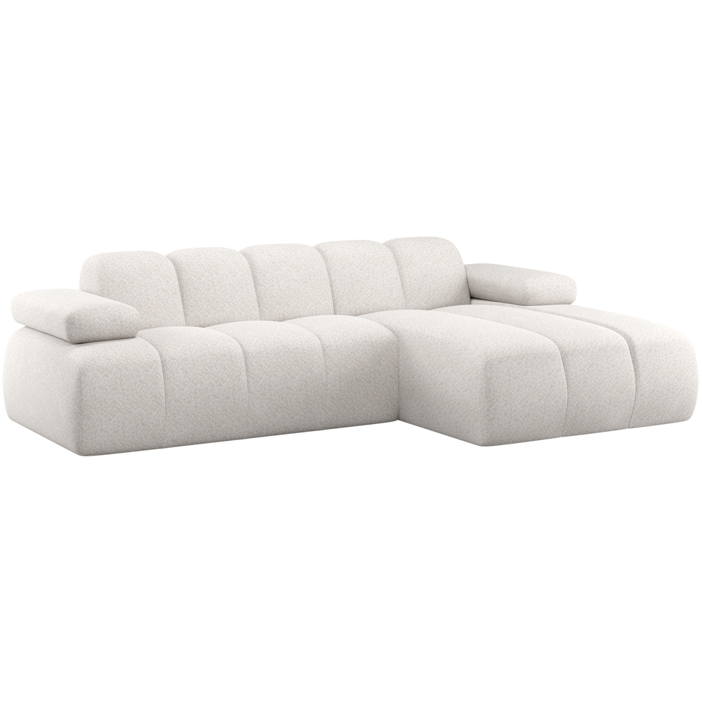 Sofa MOJO, šezlongas dešinysis vilnonis ecru