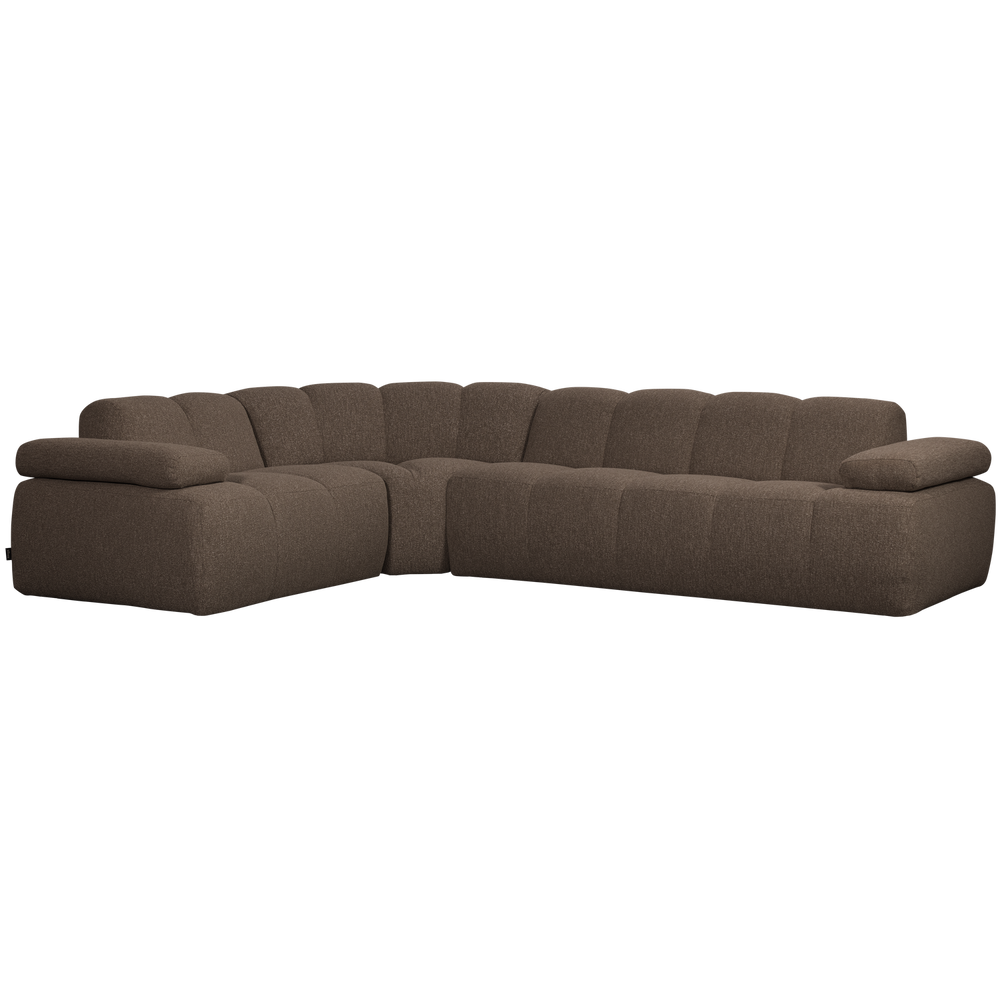 Kampinė sofa MOJO kairėje, bouclé audinys, Yellow/Brown Melange