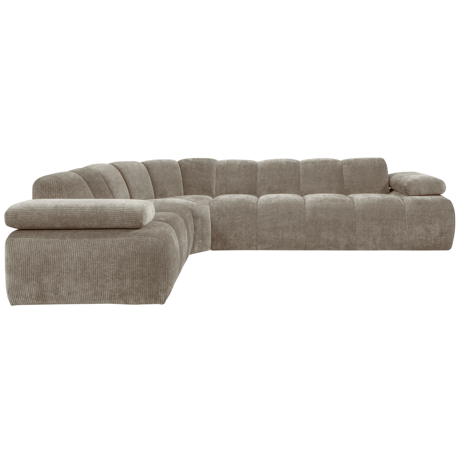 Kampinė sofa MOJO kairėje, rifliuotas audinys, medaus geltonumo