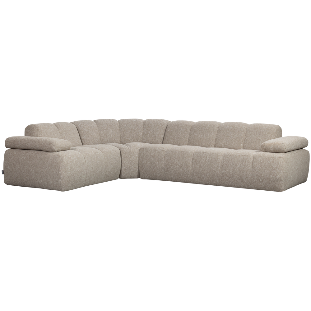 Kampinė sofa MOJO kairėje, rifliuotas audinys, rūdžių ruda