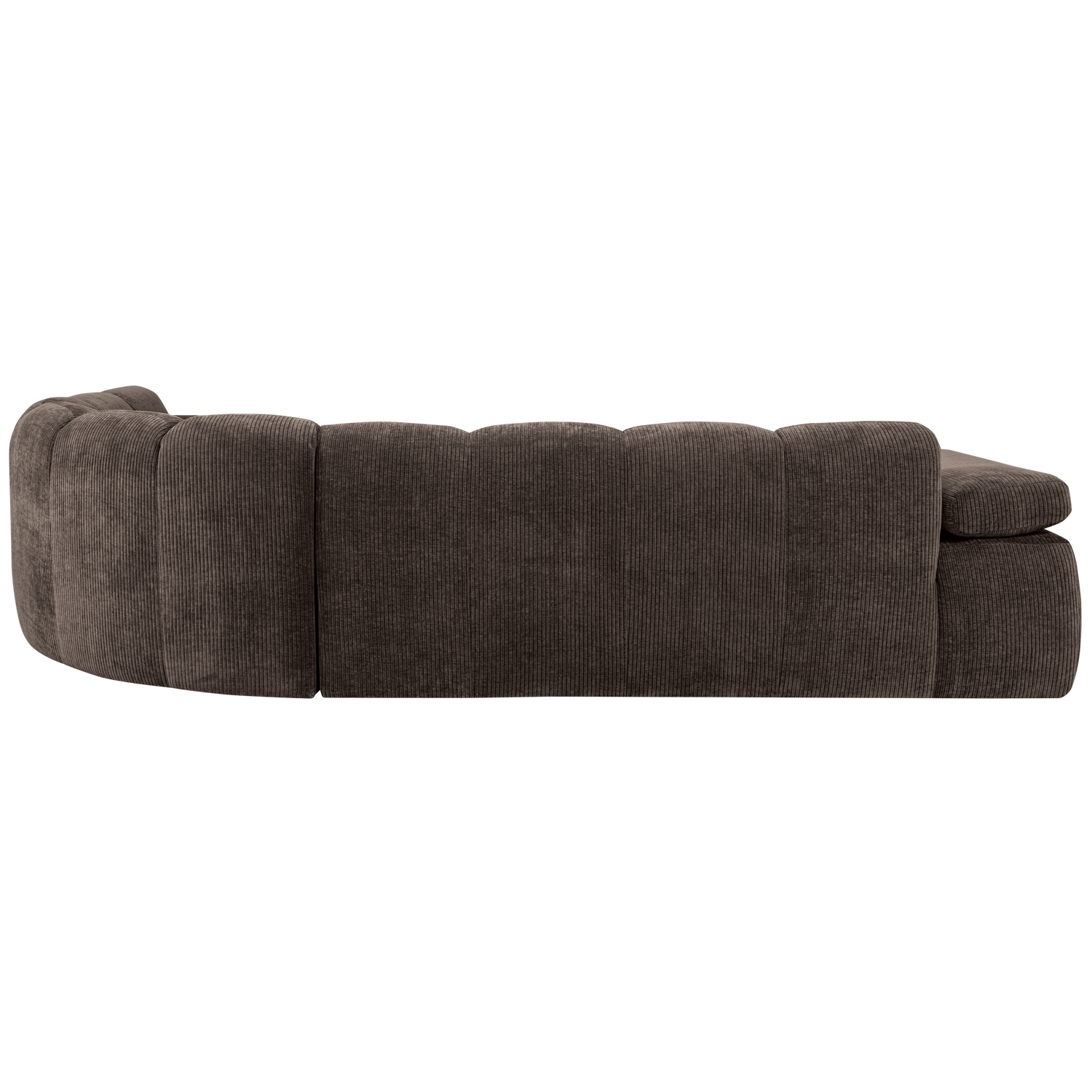 Kampinė sofa MOJO, dešinėje, rifliuotas audinys, ruda