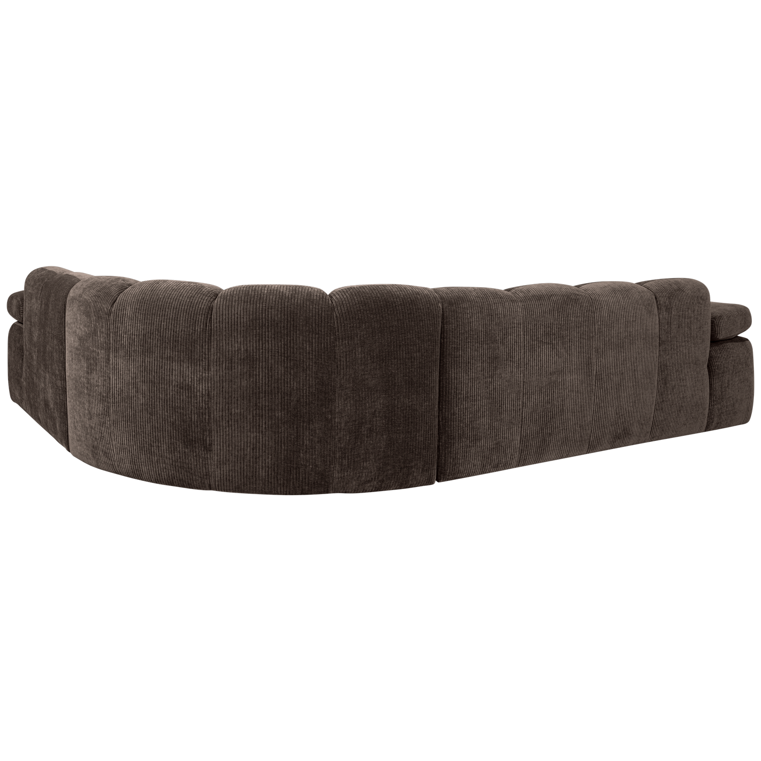 Kampinė sofa MOJO, dešinėje, rifliuotas audinys, ruda