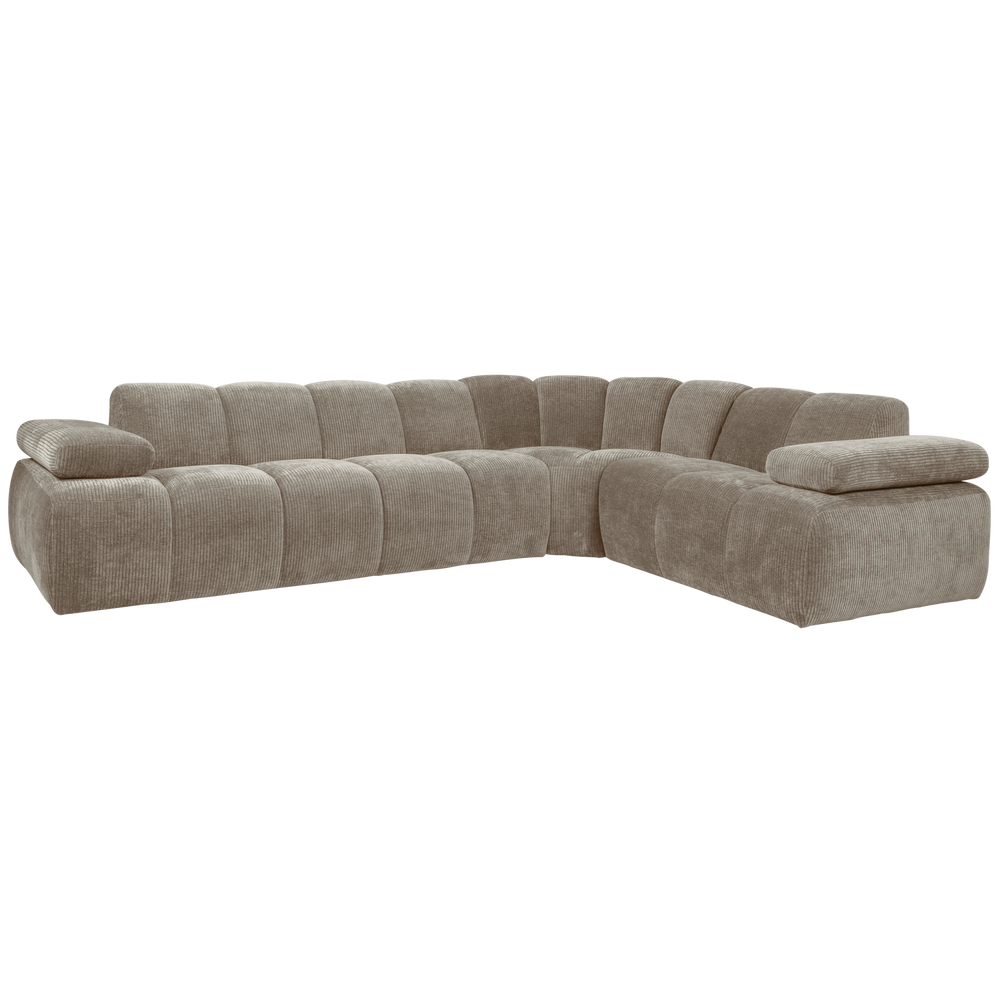 Corner sofa MOJO, right, ribbed fabric, dark sand
