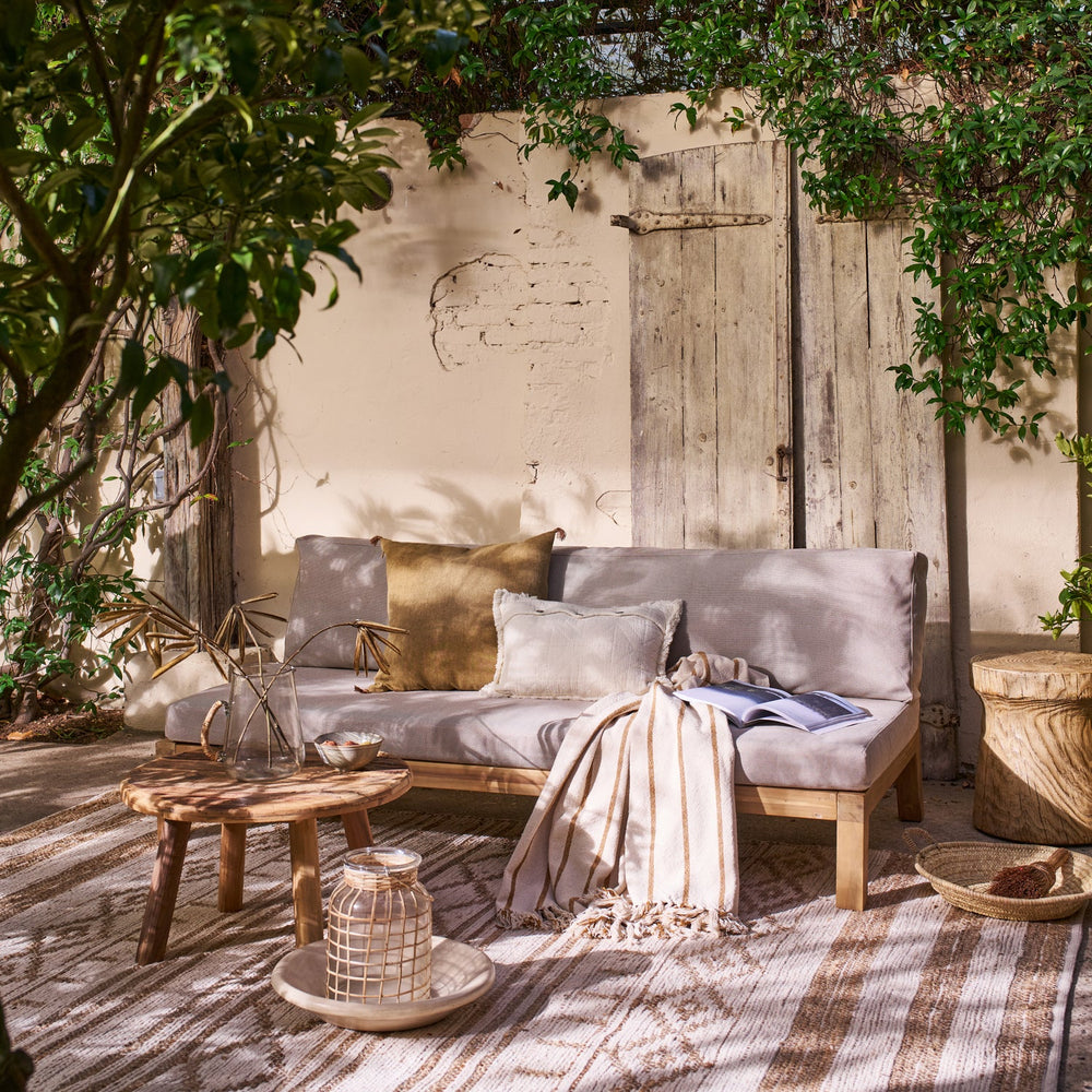 Sodo sofa RELAX 3-vietė akacijos mediena natūralus/smėlio