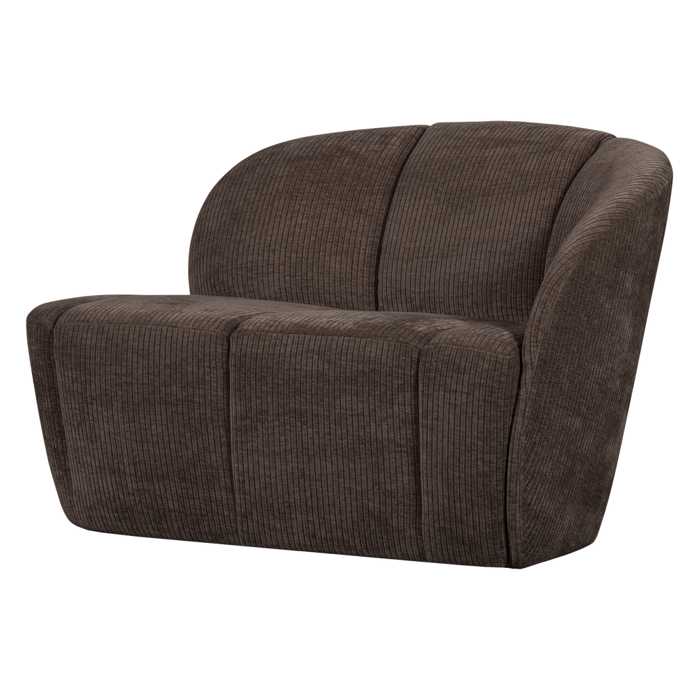 Two-seater Element with Armrest MOJO, right, brown ribbed fabric