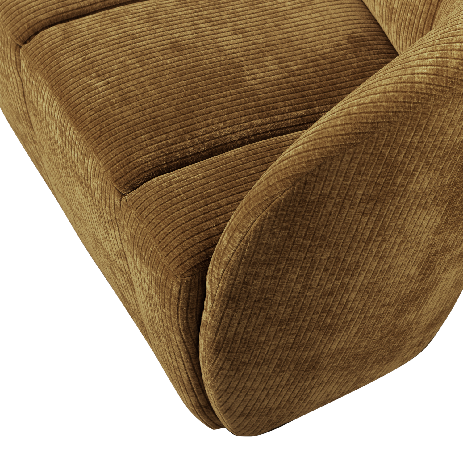 Two-seater Element With Armrest MOJO, right, honey yellow ribbed fabric