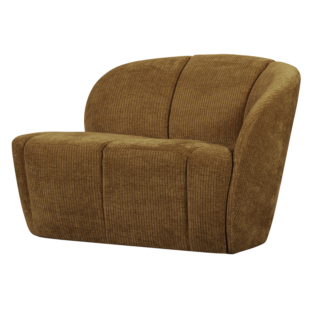 Two-seater Element With Armrest MOJO, right, honey yellow ribbed fabric