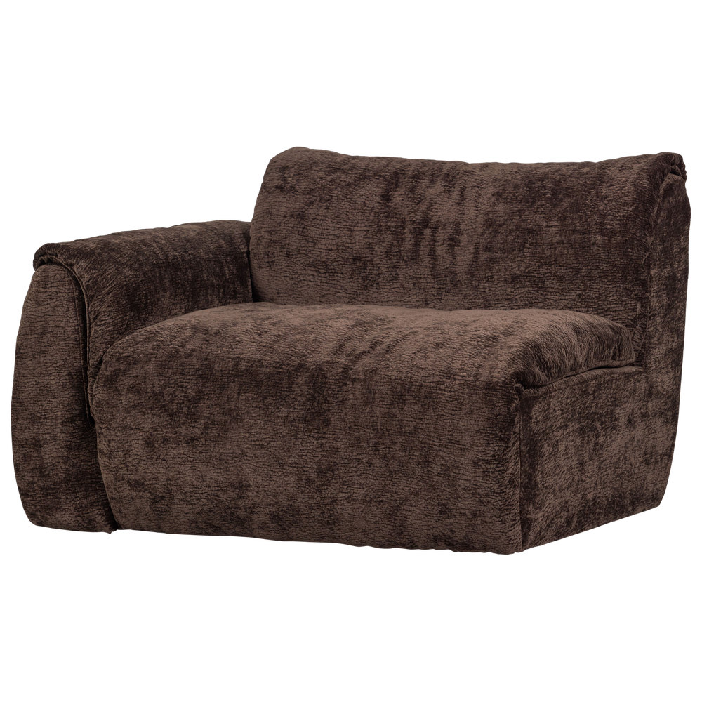 1-vietė sofos dalis BAGGY, kairė, 3D, šenilo audinys, tamsiai ruda spalva