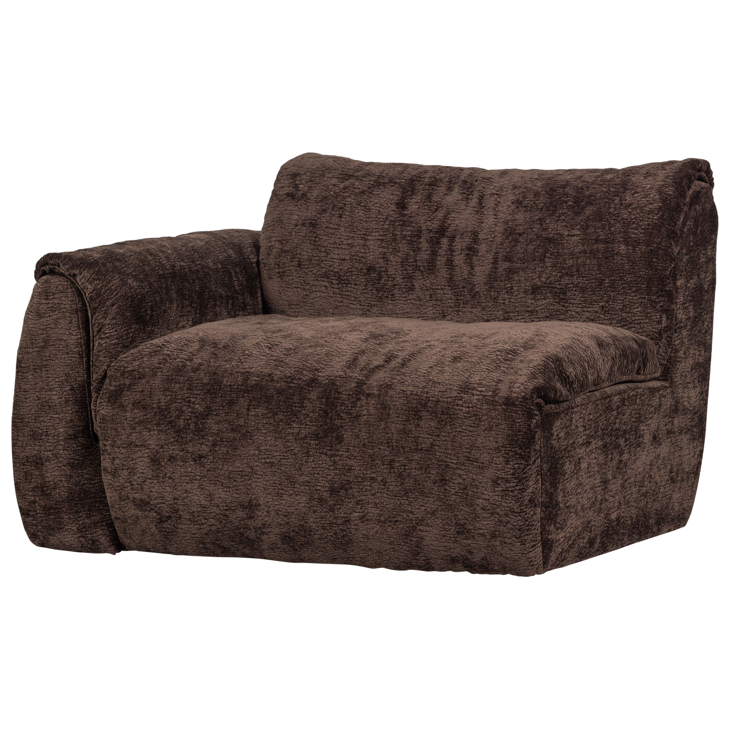 1-vietė sofos dalis BAGGY, kairė, 3D, šenilo audinys, tamsiai ruda spalva