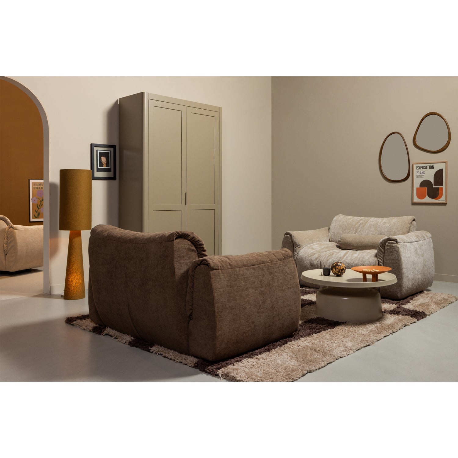 Fotelis BAGGY, 3D šenilo audinys