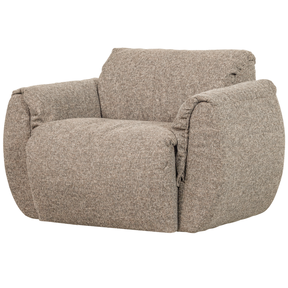 Supamas fotelis BAGGY, austo audinio, ruda spalva