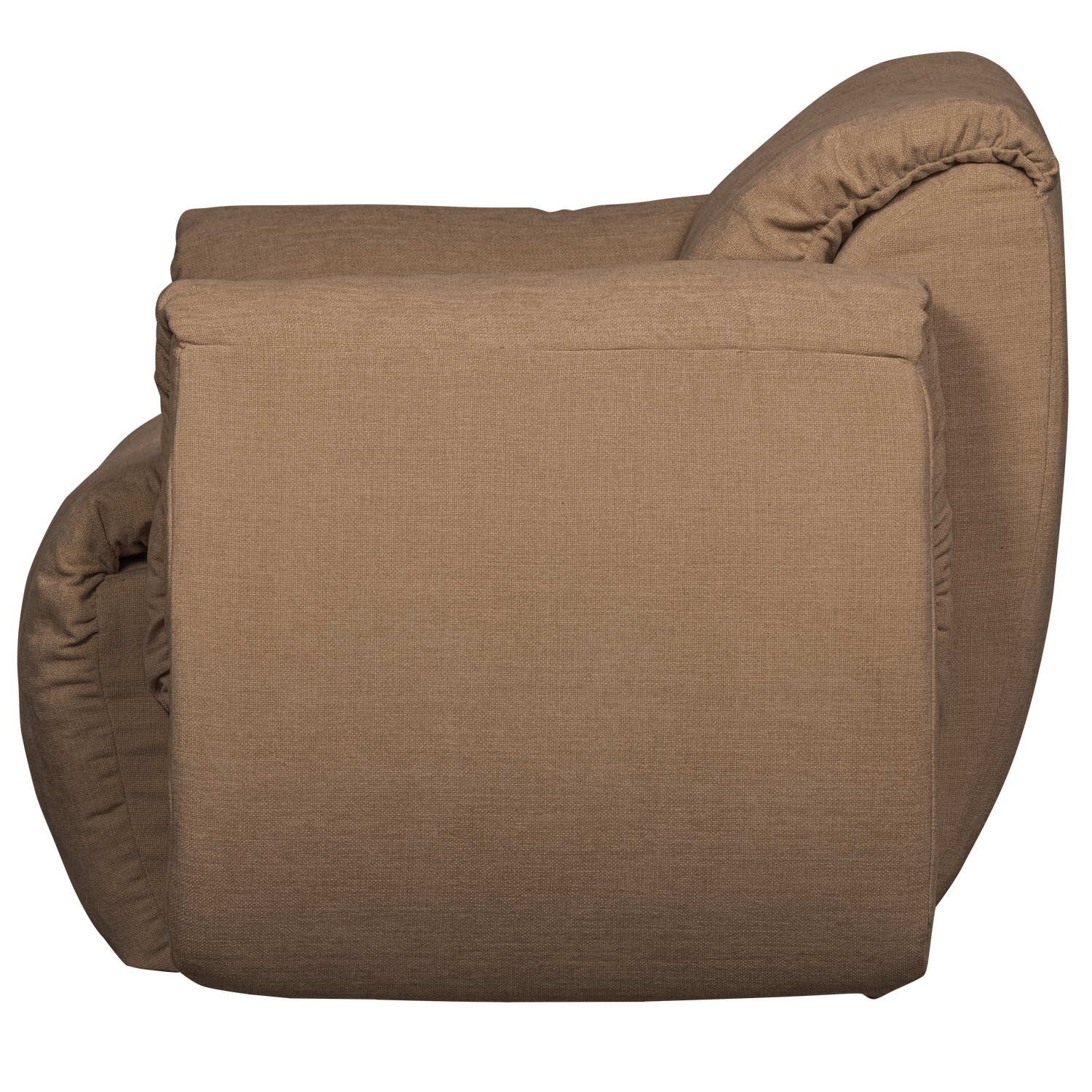 Supamas fotelis BAGGY, austas šenilo audinys, ruda spalva