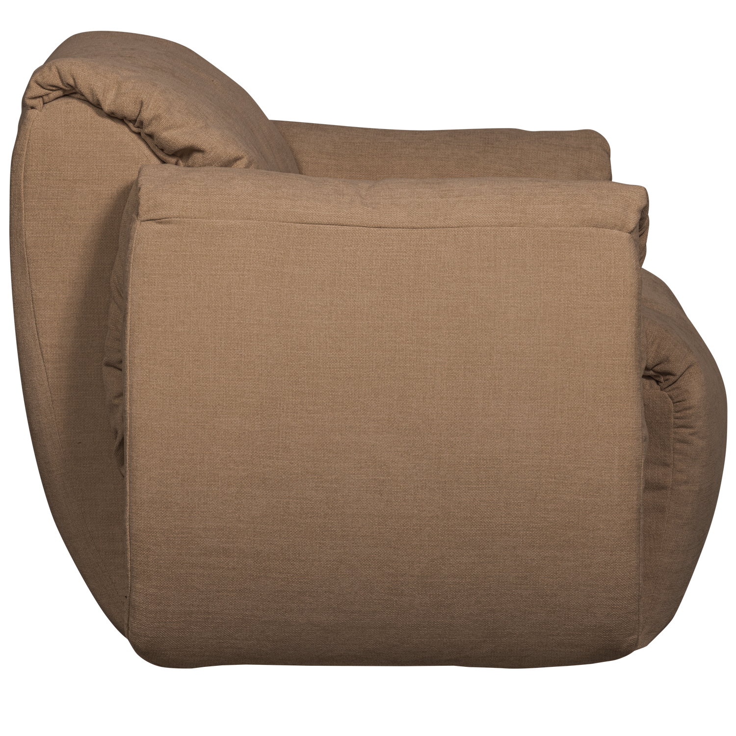 Supamas fotelis BAGGY, austas šenilo audinys, ruda spalva