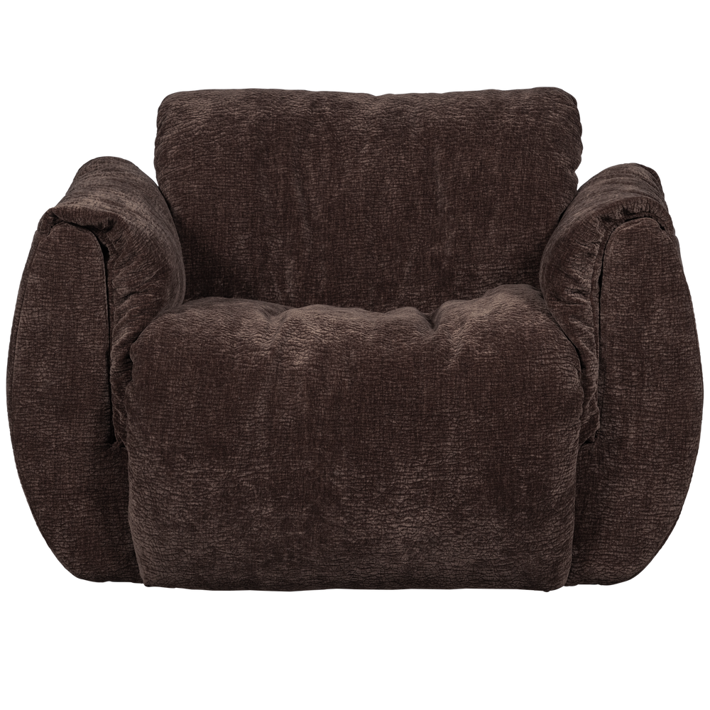 Rocking armchair BAGGY, 3D chenille fabric, dark brown color