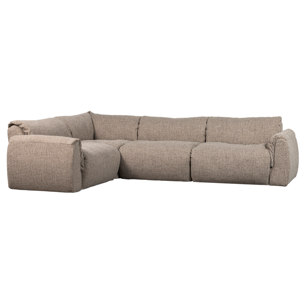 Kampinė sofa BAGGY, kairė, austas audinys, ruda spalva