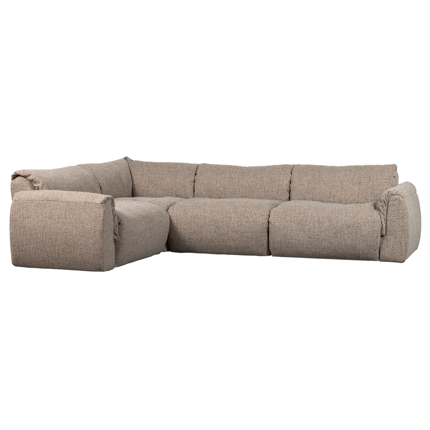 Kampinė sofa BAGGY, kairė, austas audinys, ruda spalva