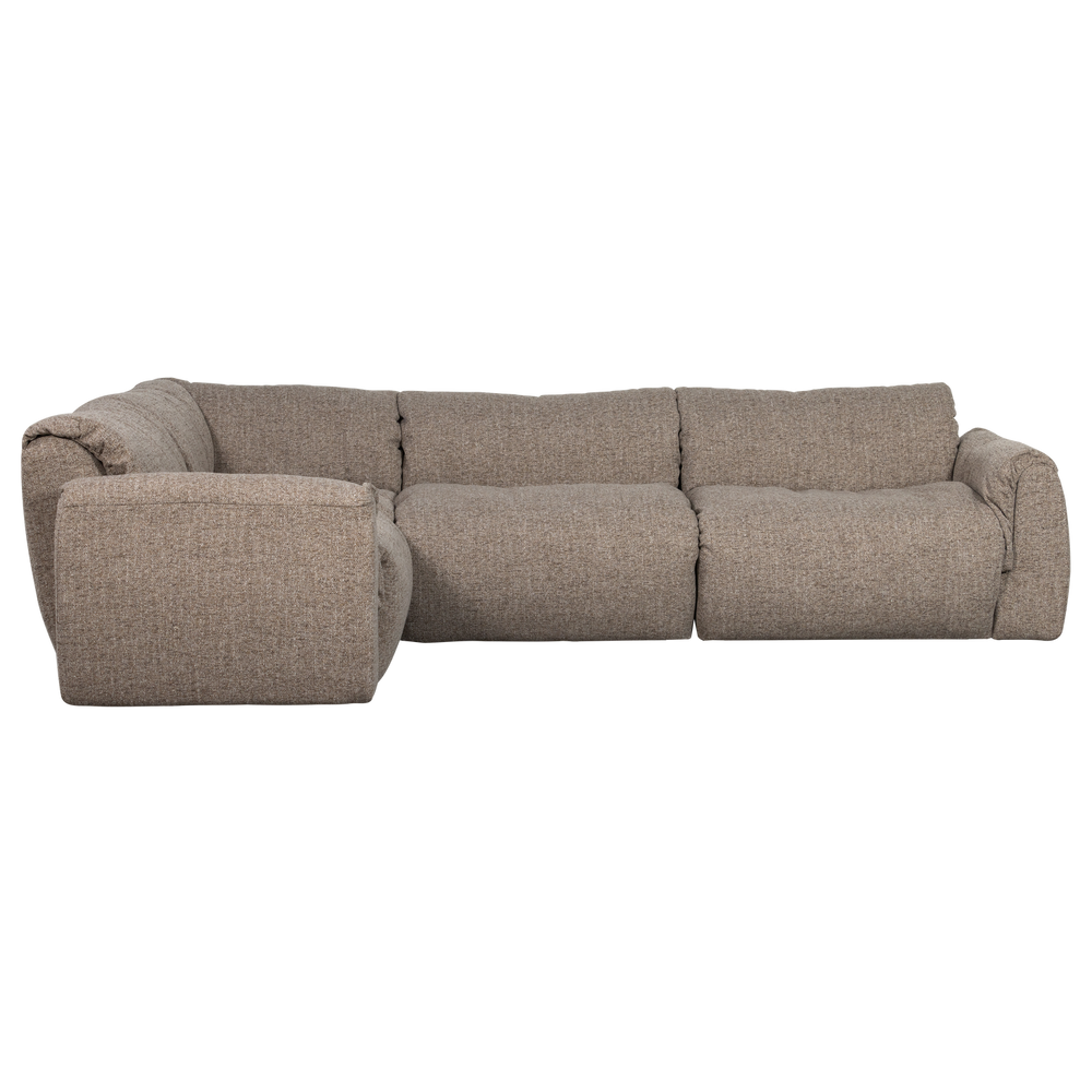 Kampinė sofa BAGGY, kairė, austas audinys, ruda spalva