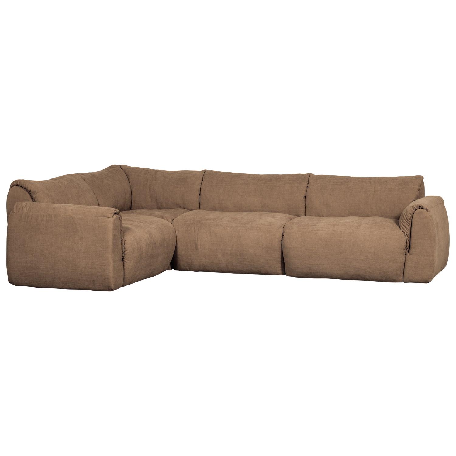 Kampinė sofa BAGGY, kairė, austas šenilo audinys, ruda spalva