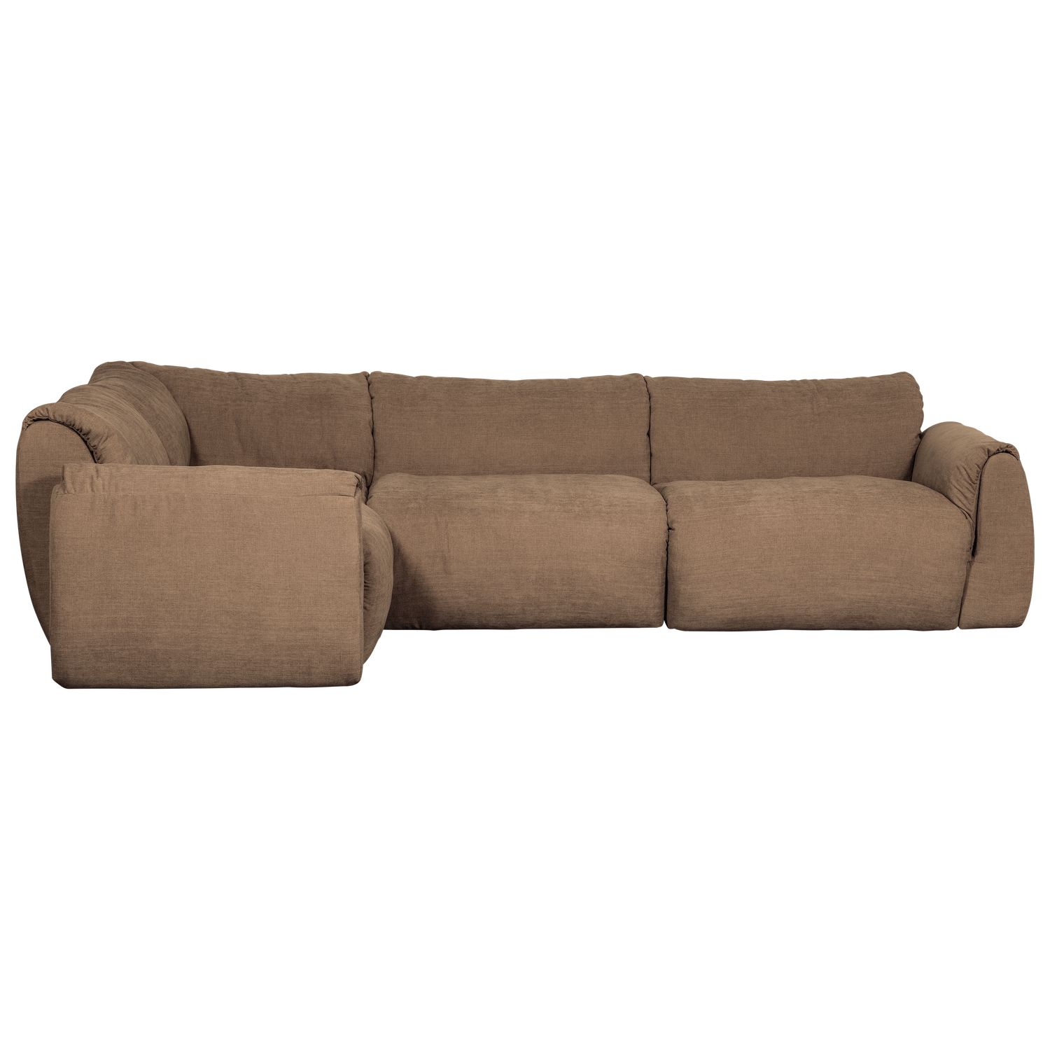 Kampinė sofa BAGGY, kairė, austas šenilo audinys, ruda spalva