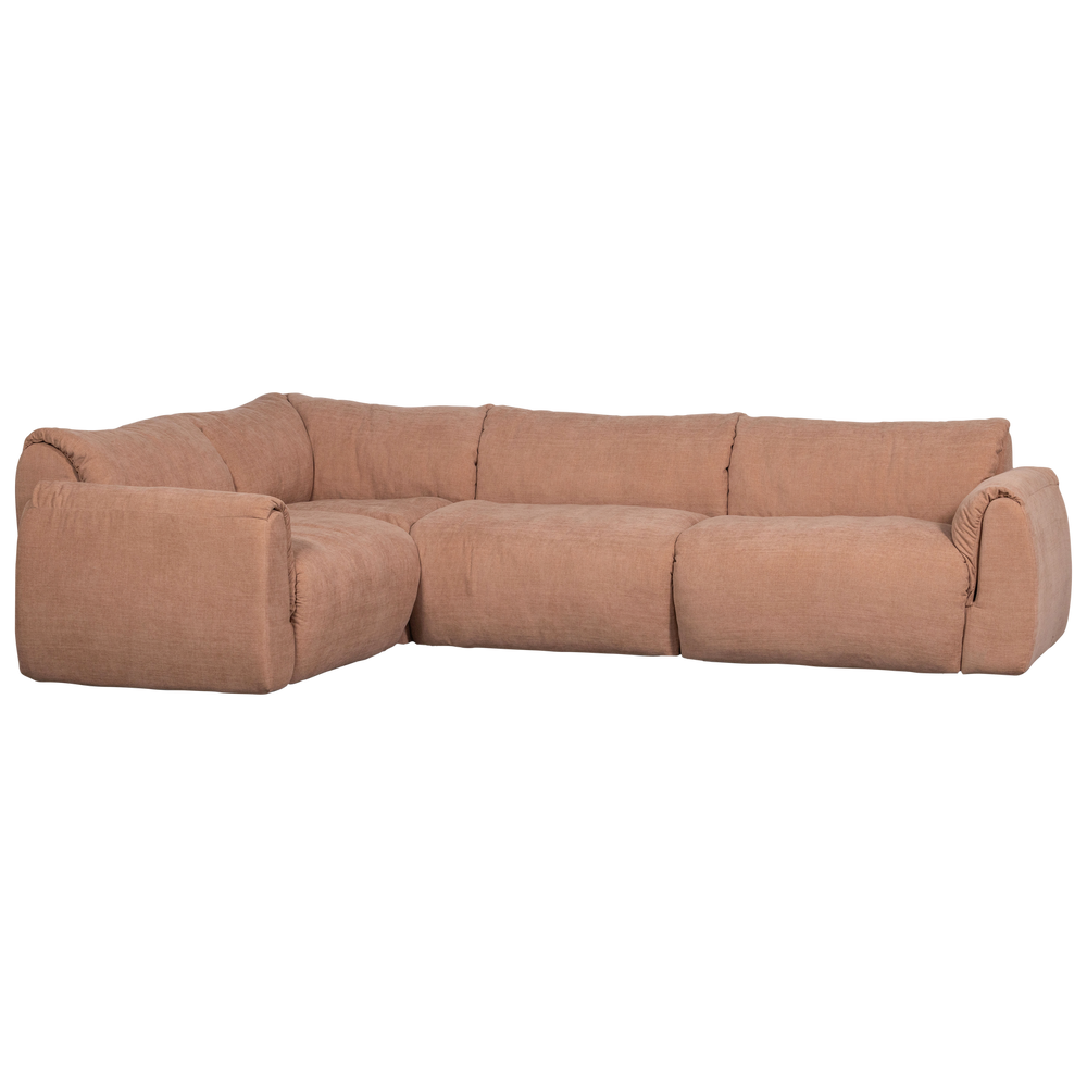 Kampinė sofa BAGGY, kairė, austas šenilo audinys, sena rožinė spalva
